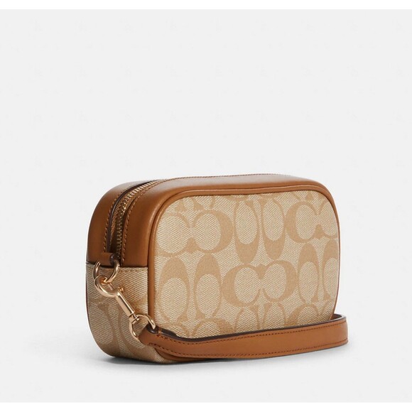 COACH JAMIE Wristlet Light Khaki Signature Canvas Saddle Leather CA718 NWT $178 - Picture 11 of 14